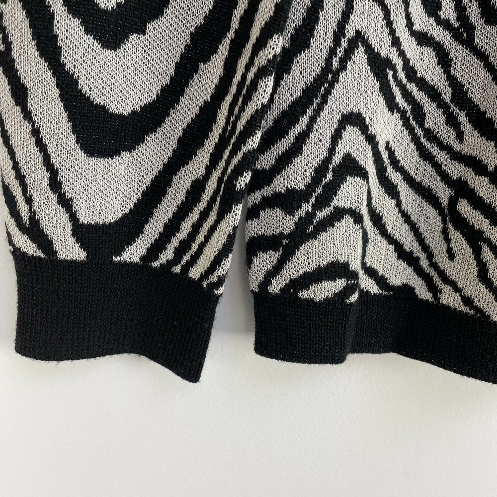 Calvin Klein Womens Large Zebra Animal Print Wool Blend Knit Sweater Lightweight - Picture 11 of 11